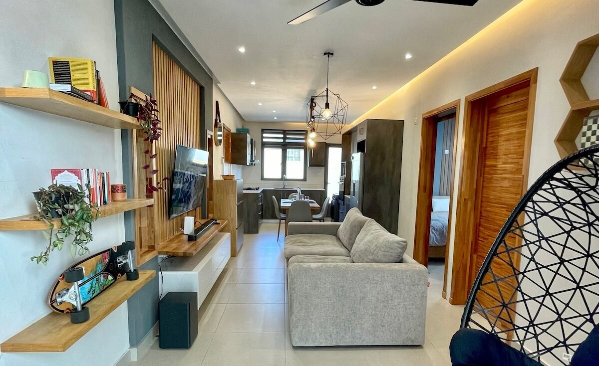 La Peregrina living room with balcony view — Flic en Flac Mauritius