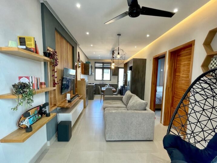 La Peregrina living room with balcony view — Flic en Flac Mauritius